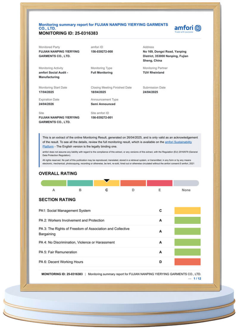 Certificat Bsci Frame